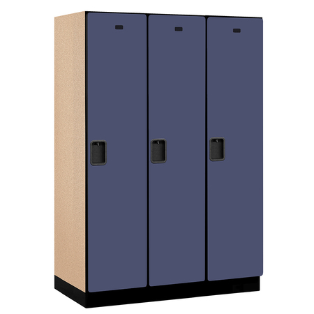 SALSBURY INDUSTRIES 1 Tier Designer Locker, 54"Wx76"Hx21"D, 3 Door, Blue 18-21361BLU